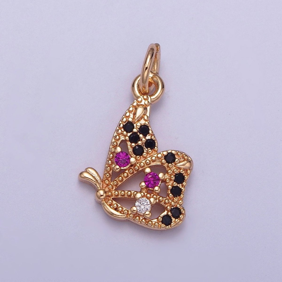 Micro Paved Multicolor, Clear CZ Dainty Flying Butterfly Add on Charm | X-183 X-184