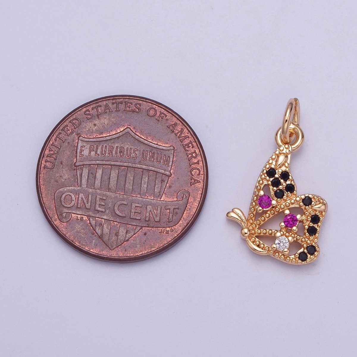Micro Paved Multicolor, Clear CZ Dainty Flying Butterfly Add on Charm | X-183 X-184