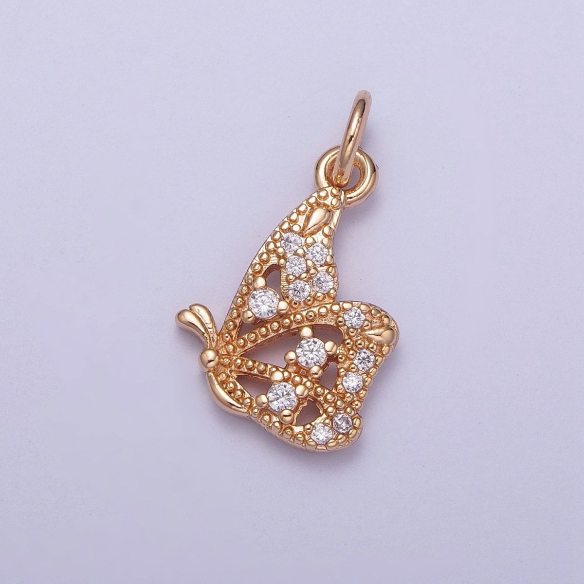 Micro Paved Multicolor, Clear CZ Dainty Flying Butterfly Add on Charm | X-183 X-184