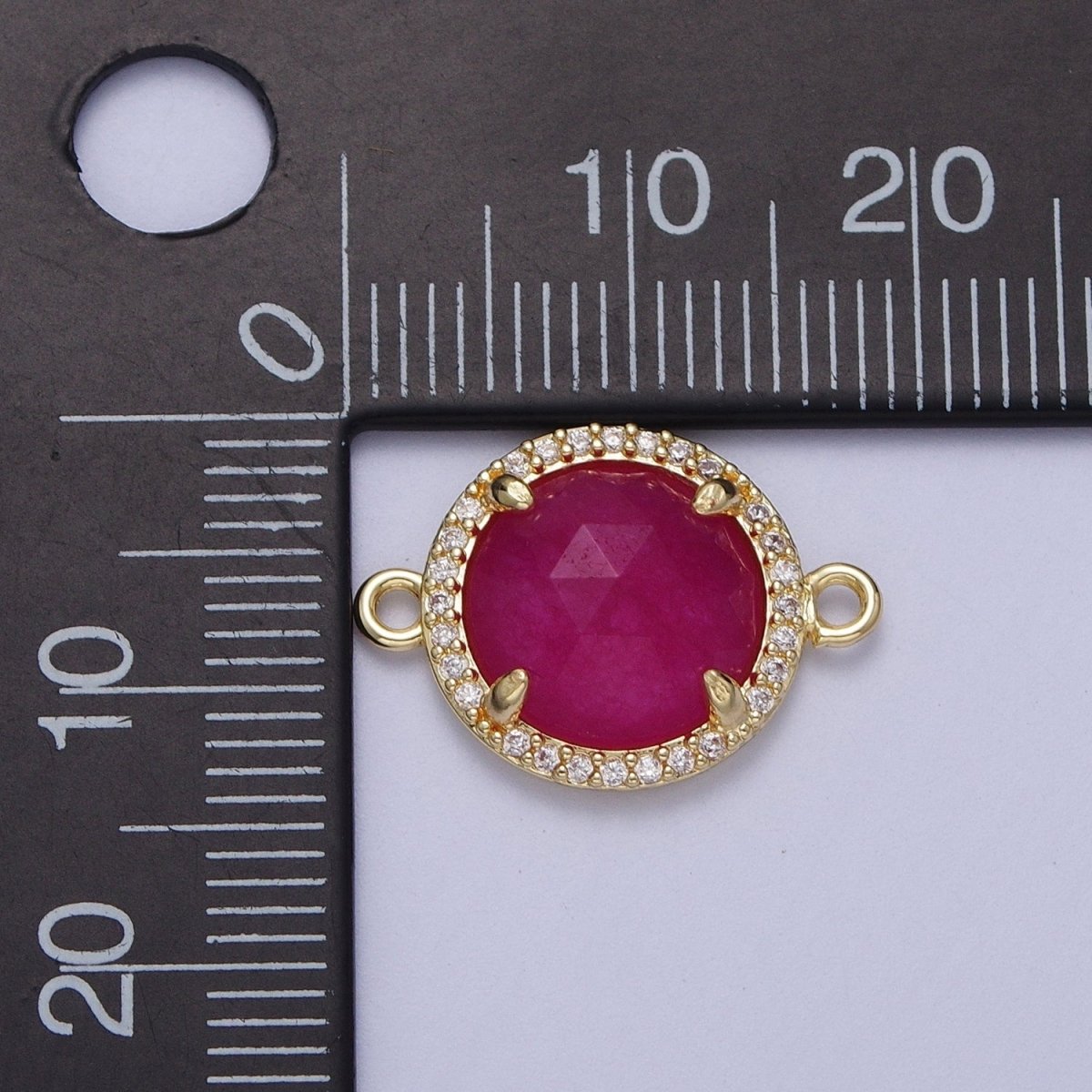 Micro Paved Multifaceted Natural Stone Round Connector | Y638 - Y644