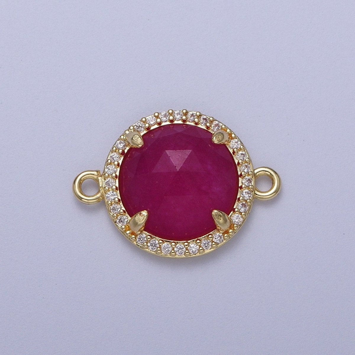 Micro Paved Multifaceted Natural Stone Round Connector | Y638 - Y644