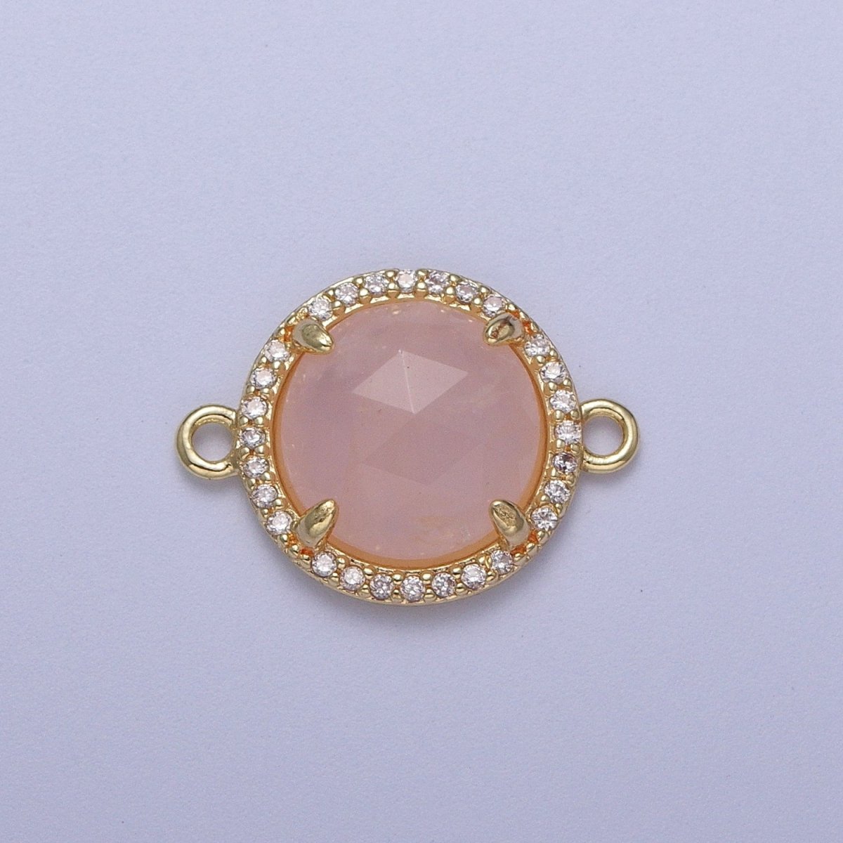 Micro Paved Multifaceted Natural Stone Round Connector | Y638 - Y644