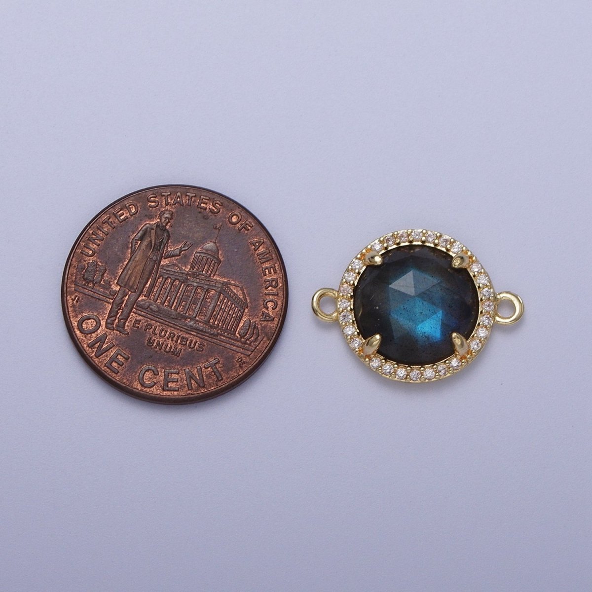 Micro Paved Multifaceted Natural Stone Round Connector | Y638 - Y644