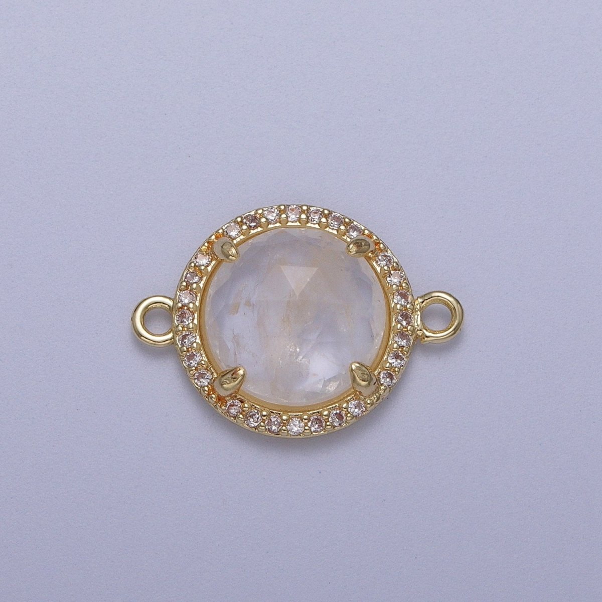 Micro Paved Multifaceted Natural Stone Round Connector | Y638 - Y644