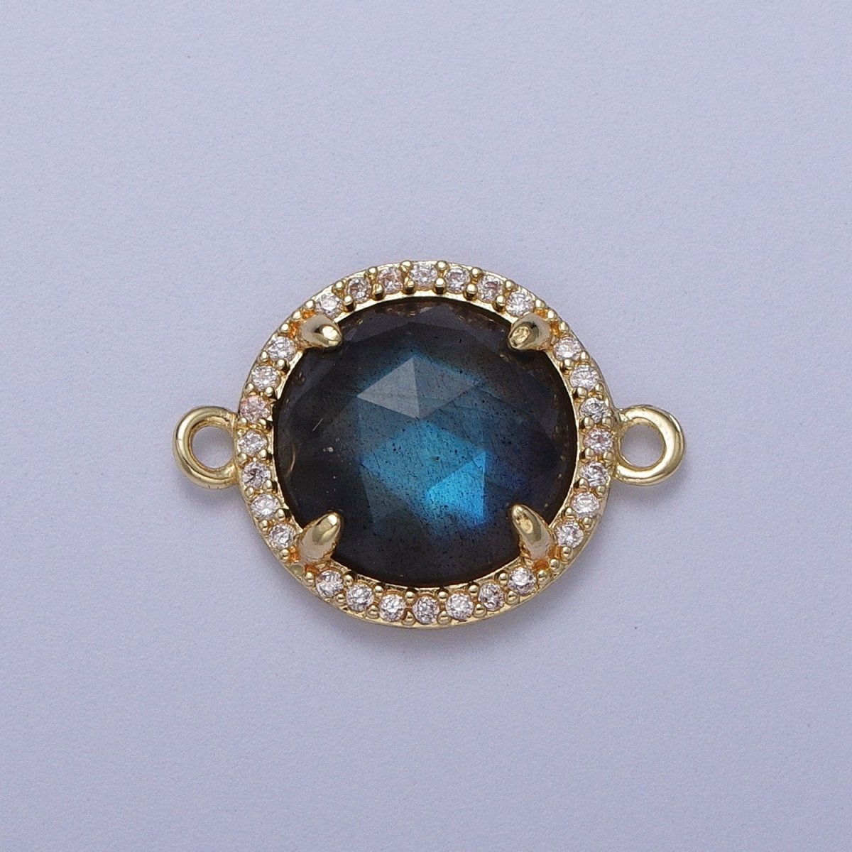 Micro Paved Multifaceted Natural Stone Round Connector | Y638 - Y644