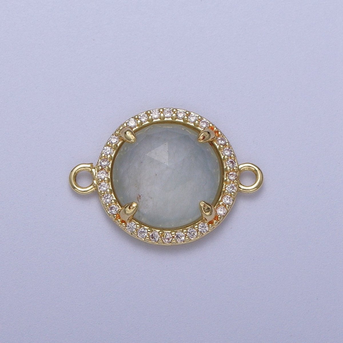 Micro Paved Multifaceted Natural Stone Round Connector | Y638 - Y644