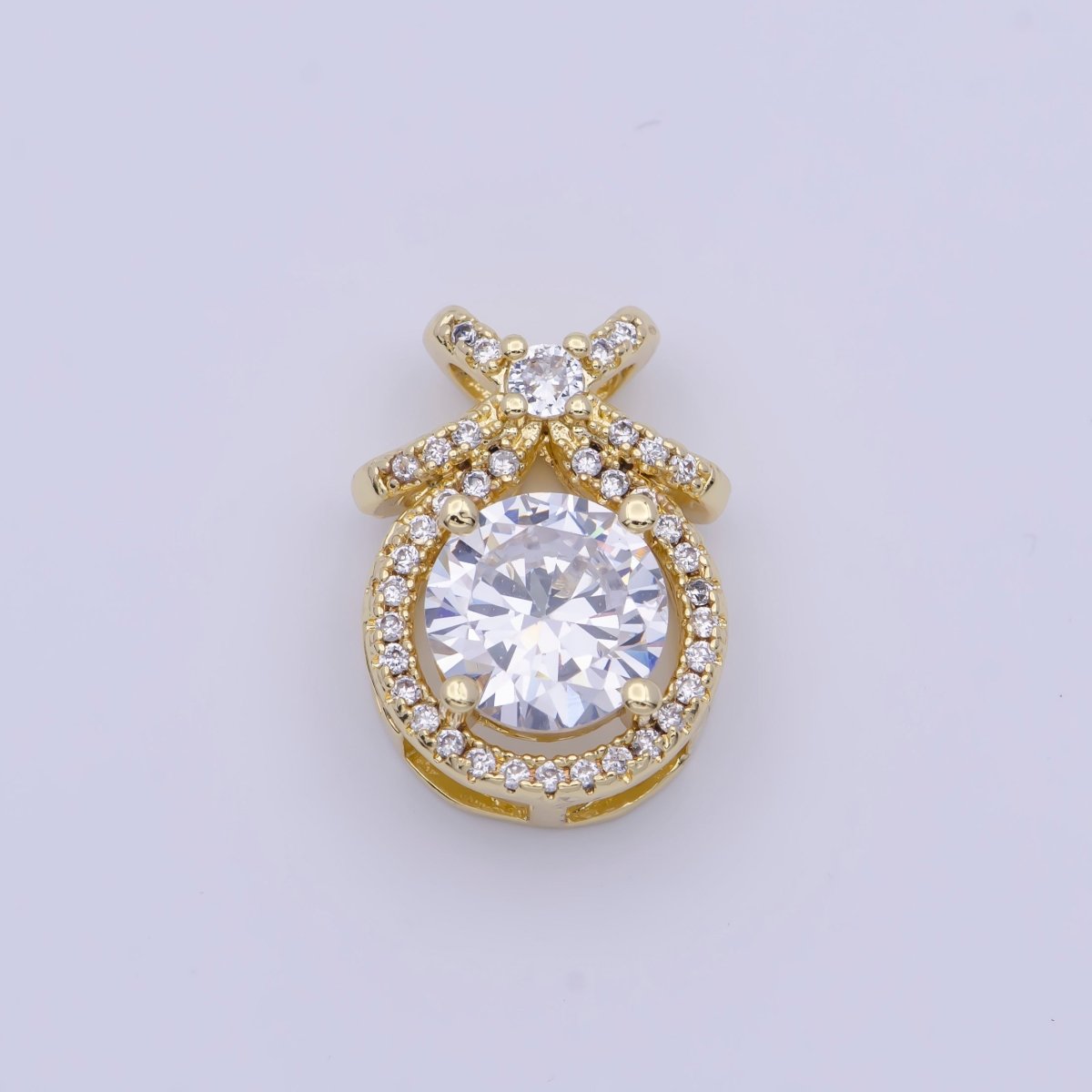 Micro Paved Round Cubic Zirconia Ribbon Knot Pendant For Jewelry Making | X-490-X-493