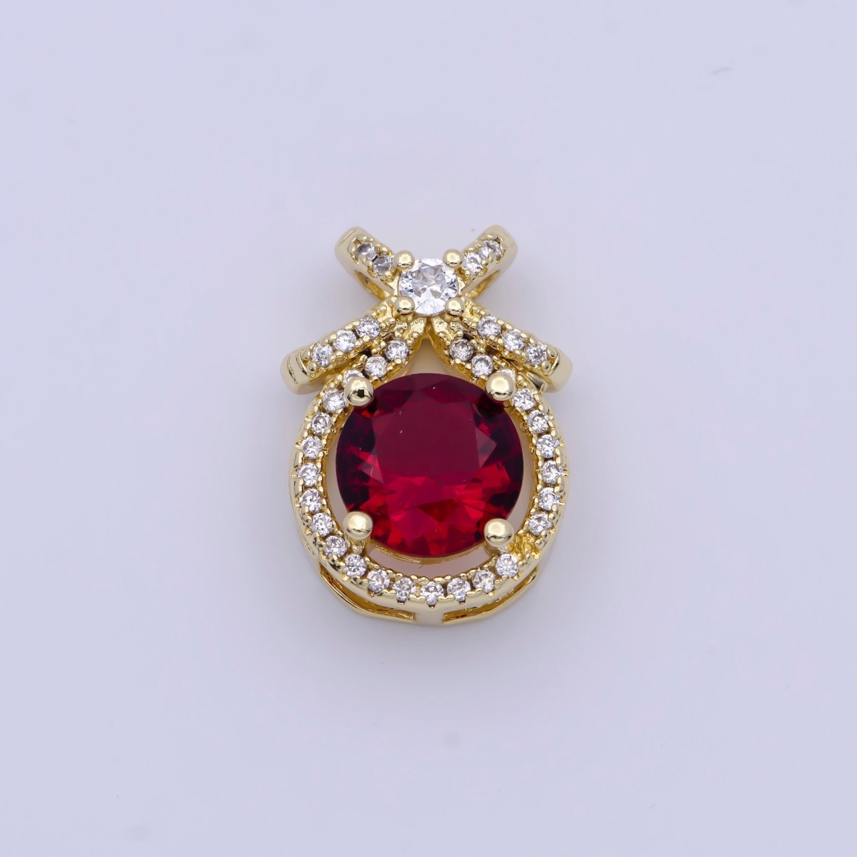 Micro Paved Round Cubic Zirconia Ribbon Knot Pendant For Jewelry Making | X-490-X-493