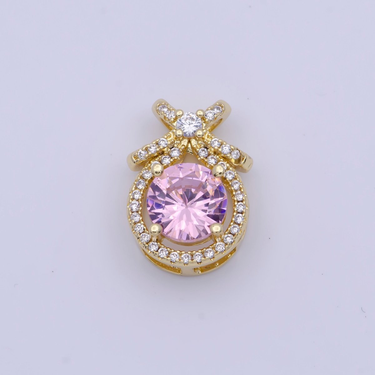 Micro Paved Round Cubic Zirconia Ribbon Knot Pendant For Jewelry Making | X-490-X-493