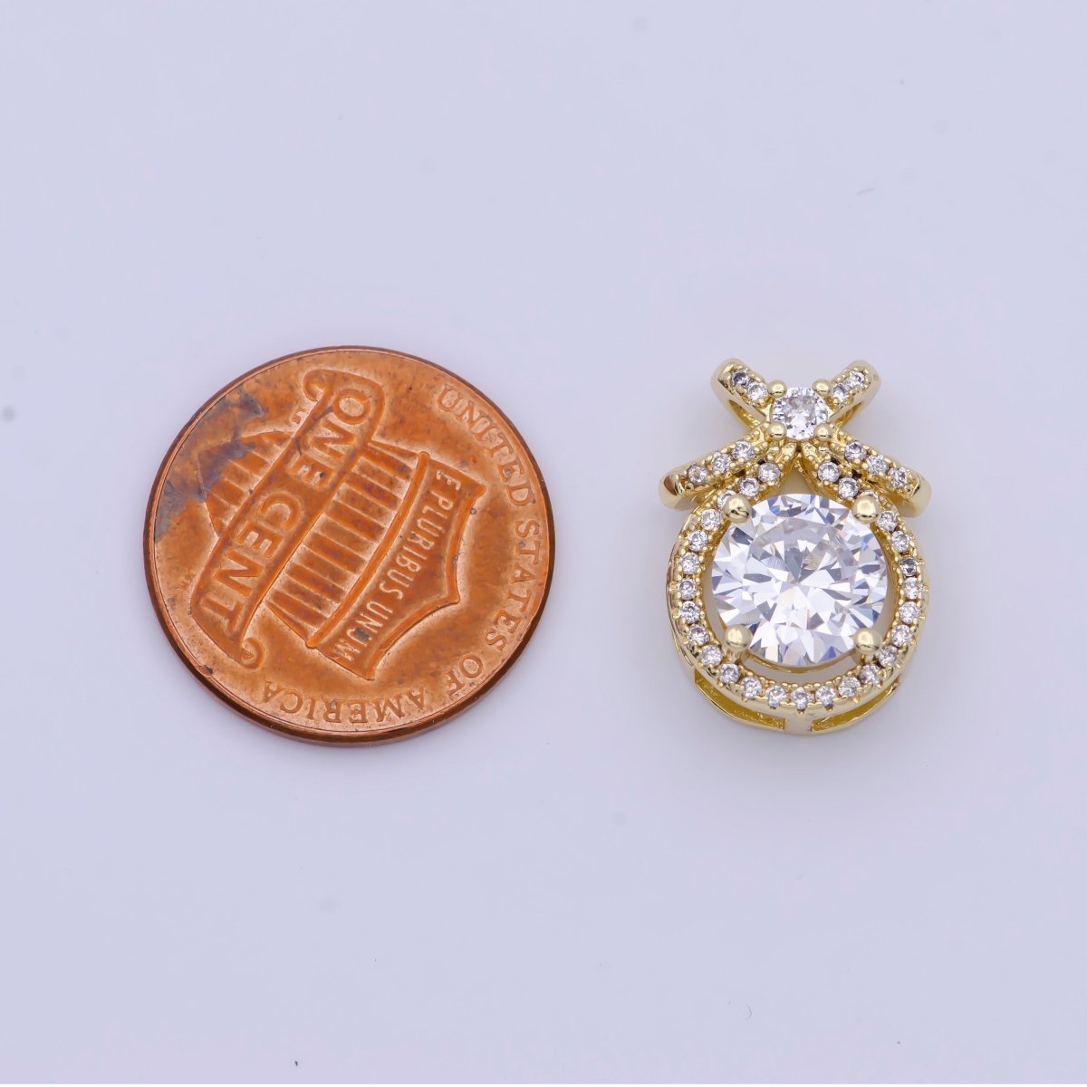 Micro Paved Round Cubic Zirconia Ribbon Knot Pendant For Jewelry Making | X-490-X-493