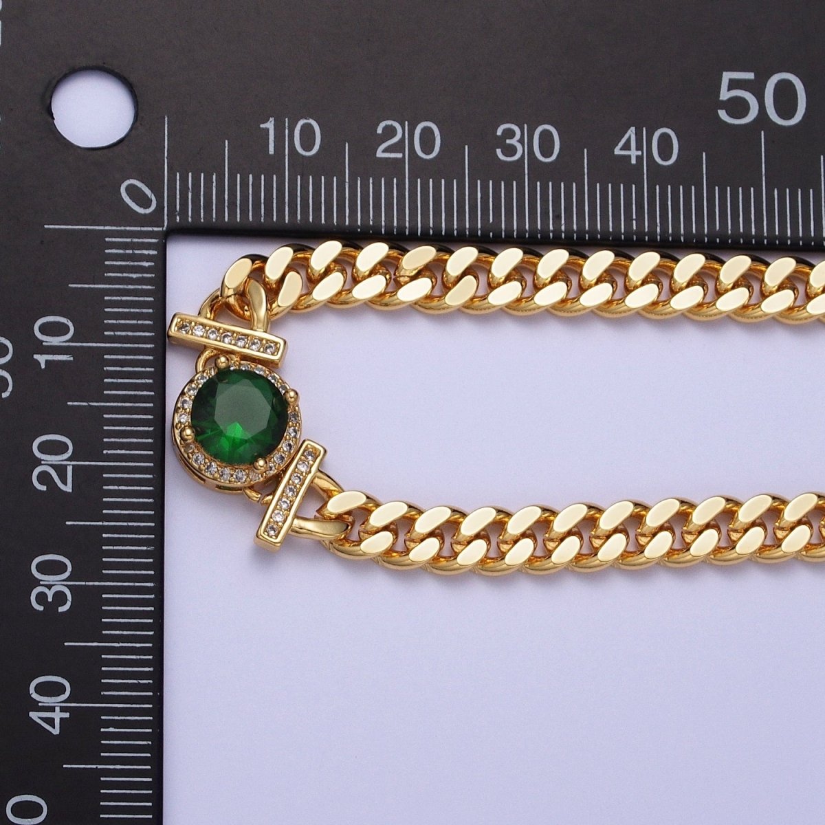 Micro Paved Round Cubic Zirconia Stones Gold Cuban Curb Chain Necklace | WA-1098 - WA-1104 Clearance Pricing