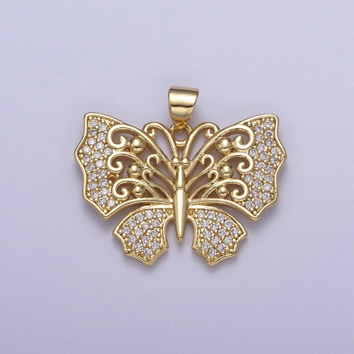 Micropave Cubic Zirconia Gold Filled Butterfly Charm Monarch Butterfly Pendant DIY Jewelry Accessories H-487 - DLUXCA