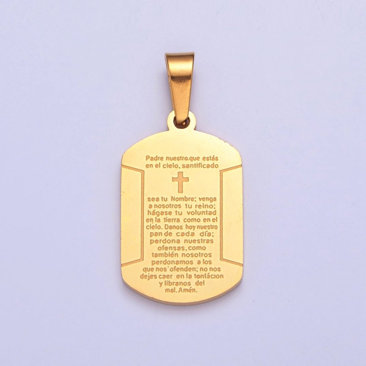Military Tag Religious Stainless Steel Cross Engraved with the Spanish Lord's Prayer I-486 I-507