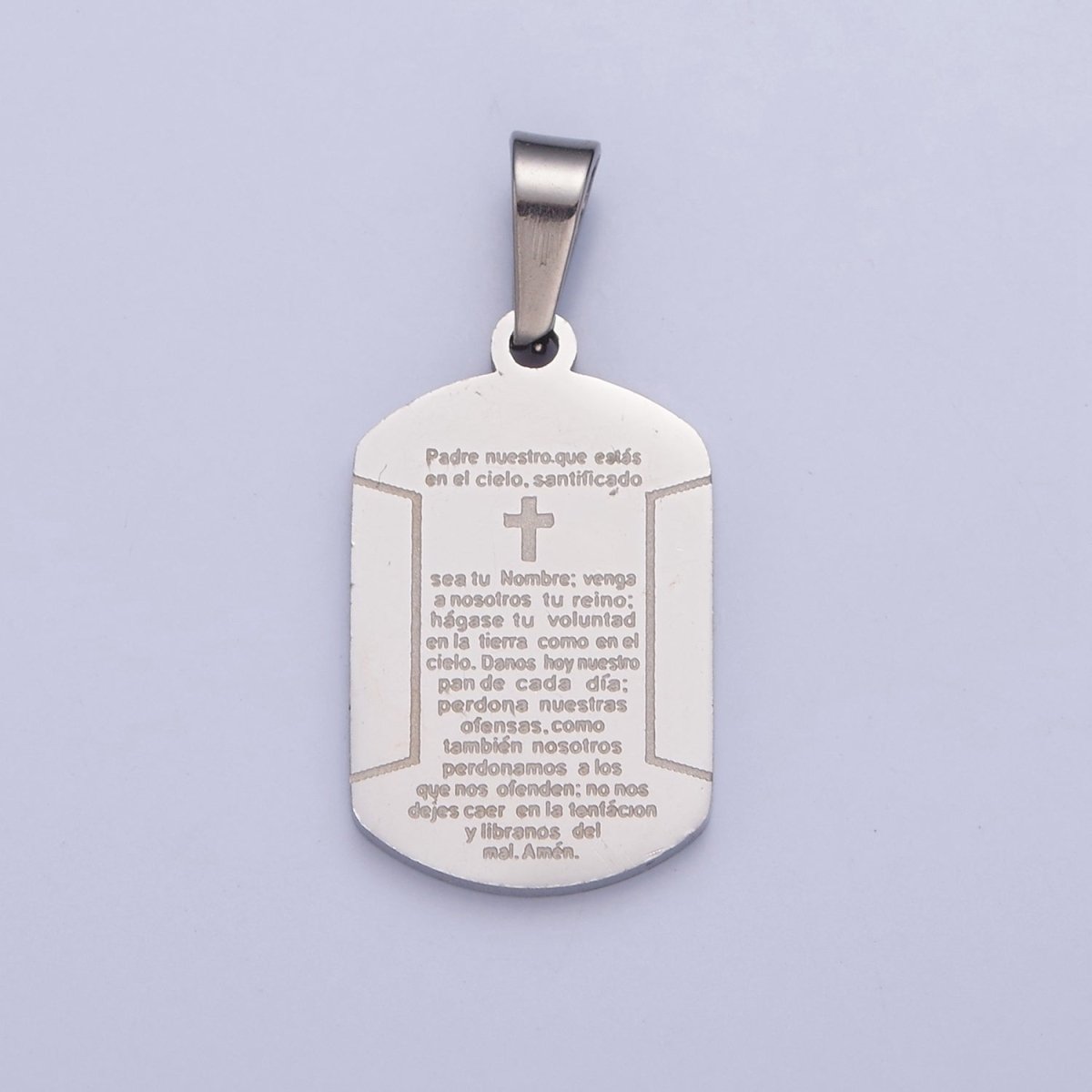 Military Tag Religious Stainless Steel Cross Engraved with the Spanish Lord's Prayer I-486 I-507