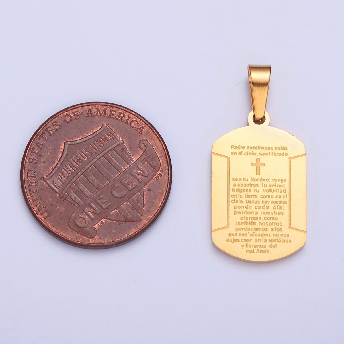 Military Tag Religious Stainless Steel Cross Engraved with the Spanish Lord's Prayer I-486 I-507