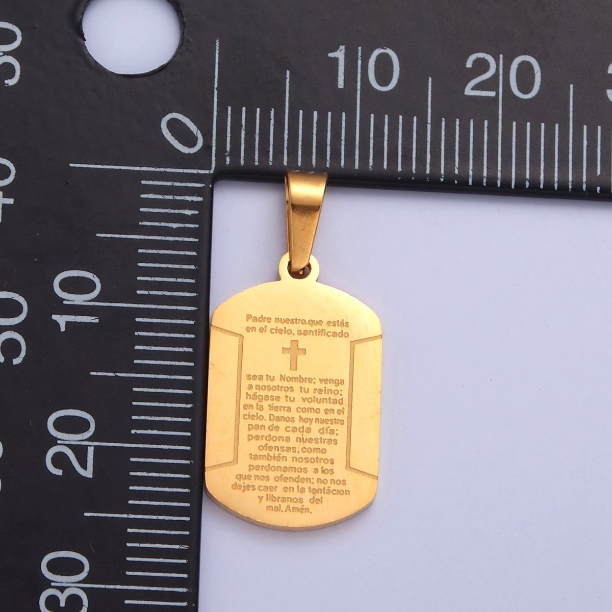 Military Tag Religious Stainless Steel Cross Engraved with the Spanish Lord's Prayer I-486 I-507