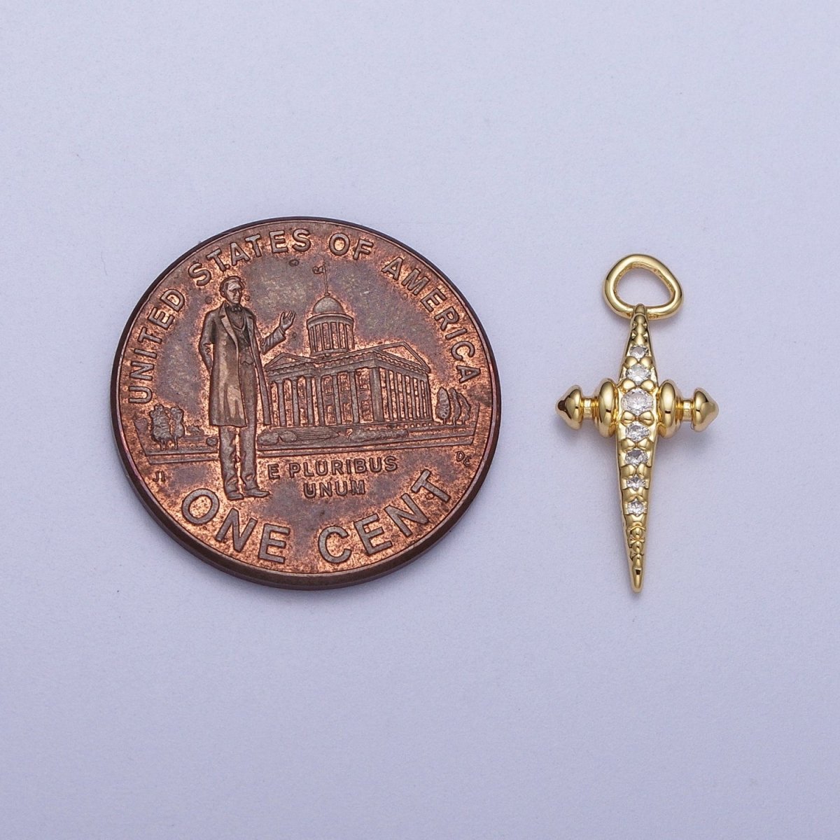 Mini 14K Gold Filled Cross North Star Celestial Jewelry Micro Paved Charm | A-280 - DLUXCA