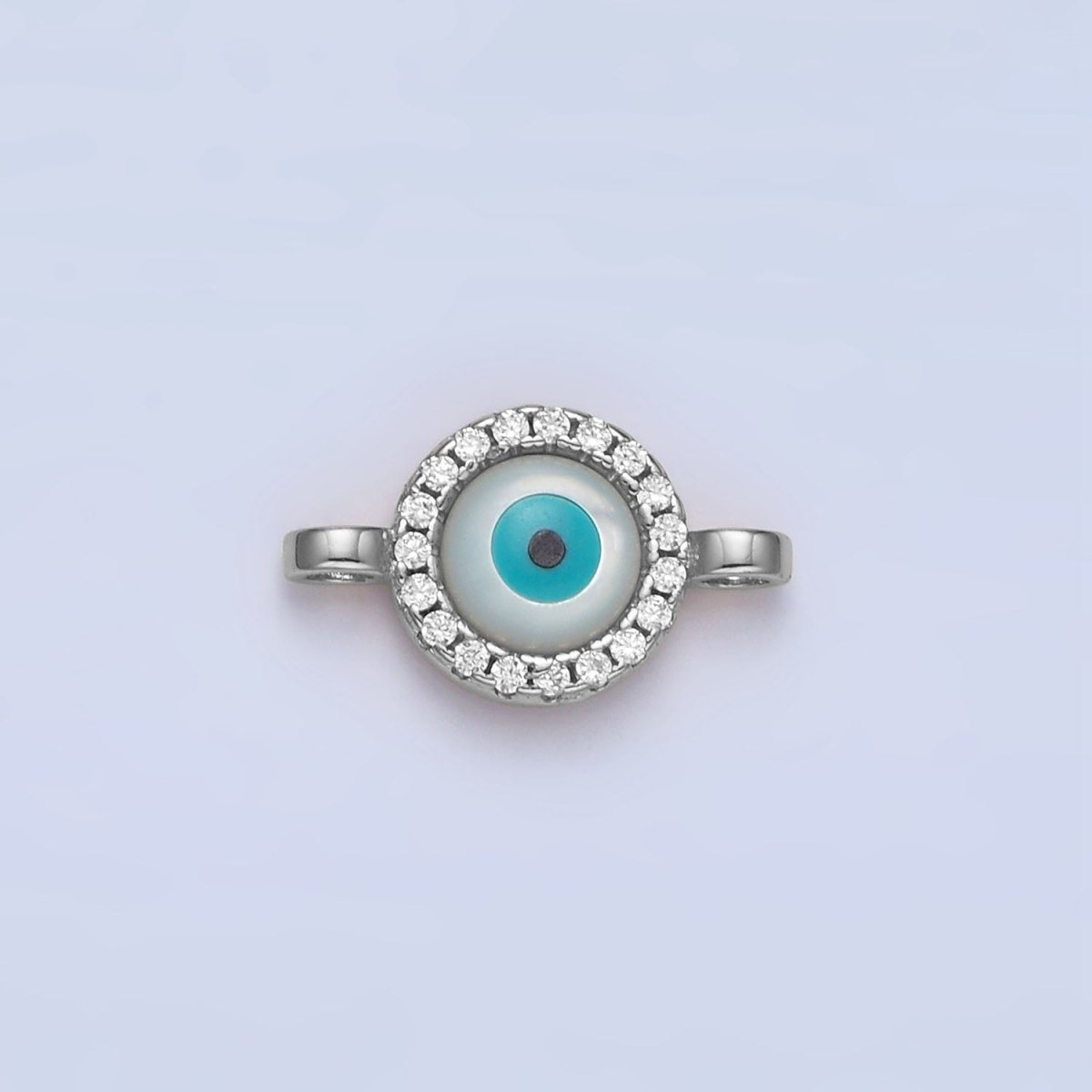 Mini 14K Gold Filled CZ Micro Pave Evil Eye Link Connector in Gold & Silver Y-444 Y-445