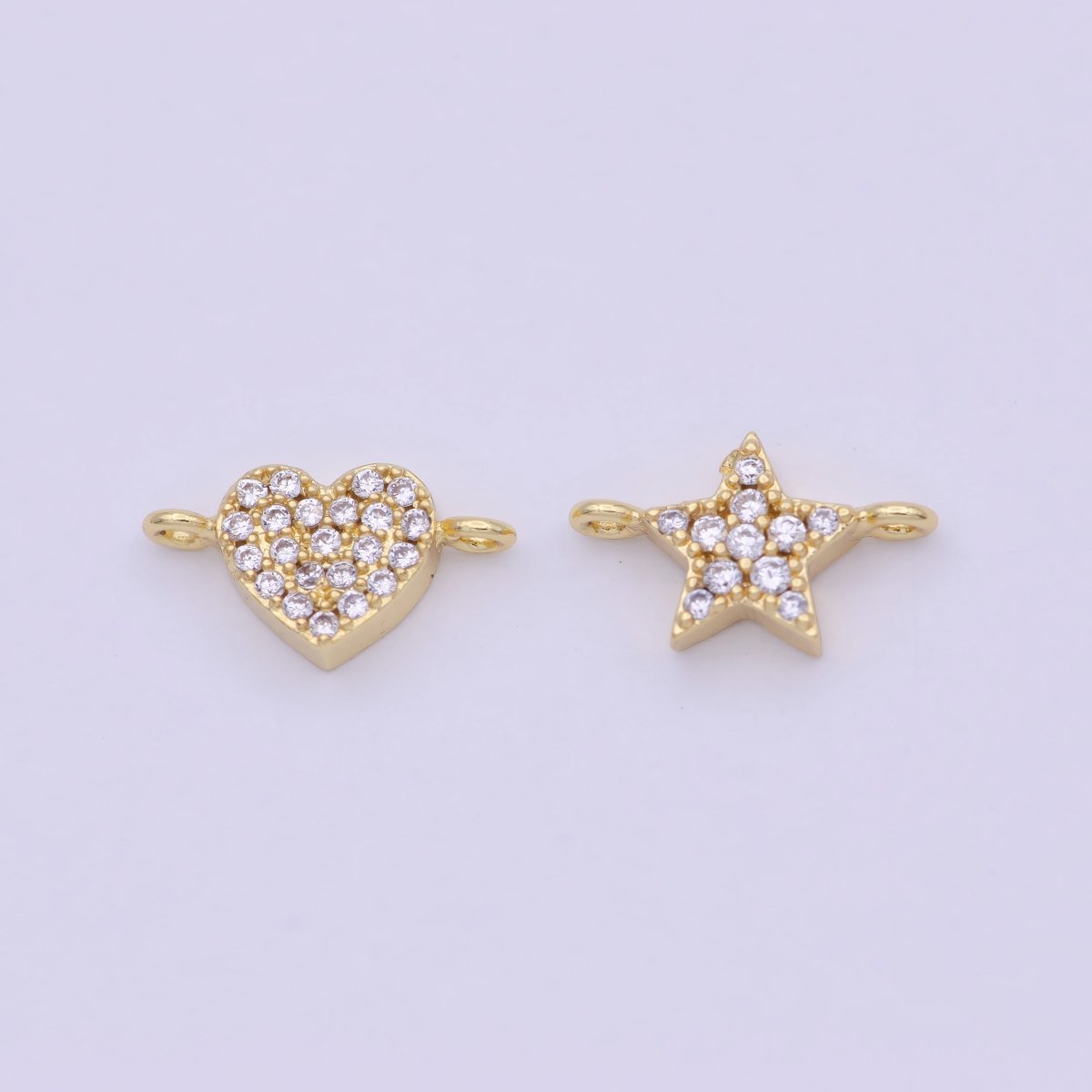 Mini 14k Gold Filled Heart, Star Charm Connector for Bracelet Necklace Earring Link Connector Supply F-001 F-003