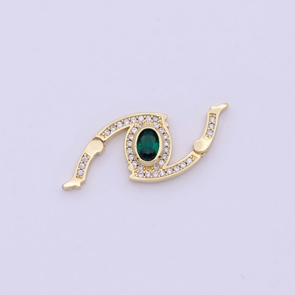 Mini 24k Gold CZ Micro Pave Clasp Evil Eye Lock Clasp, Interlock Micro pave Clasp Fastener for Bracelet Necklace Connector Clasp L-566 L-567