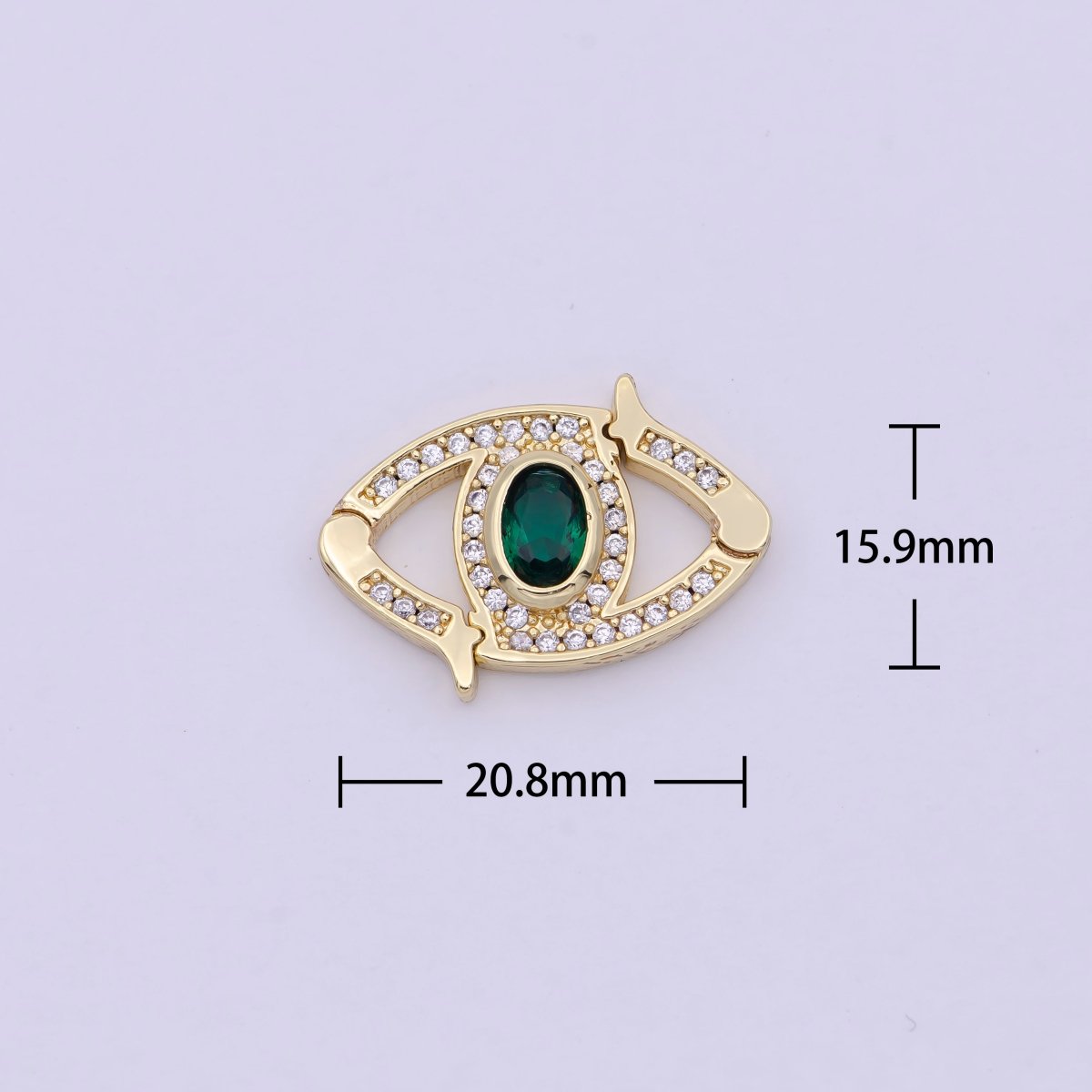 Mini 24k Gold CZ Micro Pave Clasp Evil Eye Lock Clasp, Interlock Micro pave Clasp Fastener for Bracelet Necklace Connector Clasp L-566 L-567