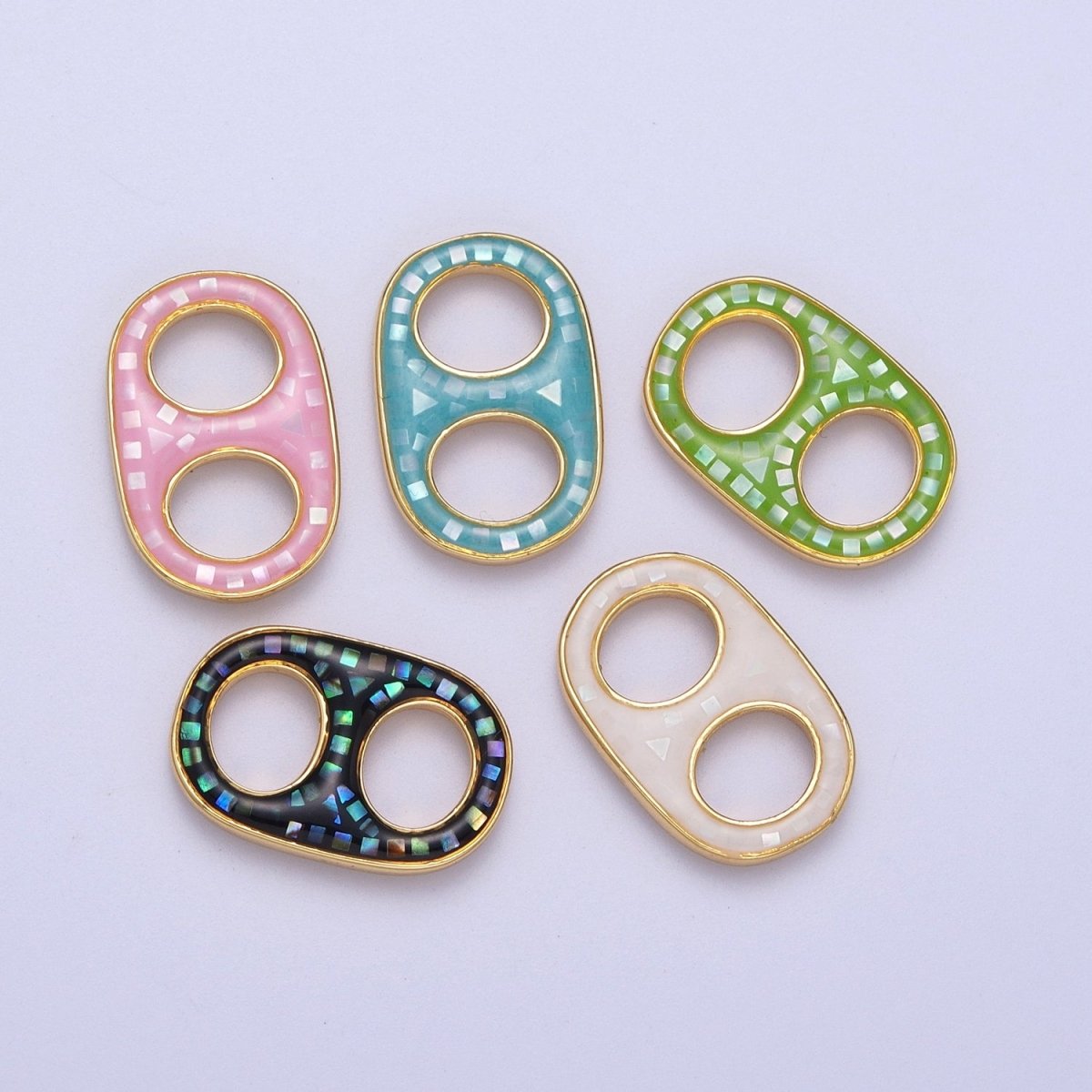 Mini 24K Gold Filled Can Tab Green, White, Pink, Blue, Black Shell Opal Charm | C-244 C-272 C-274 C-275 C-276