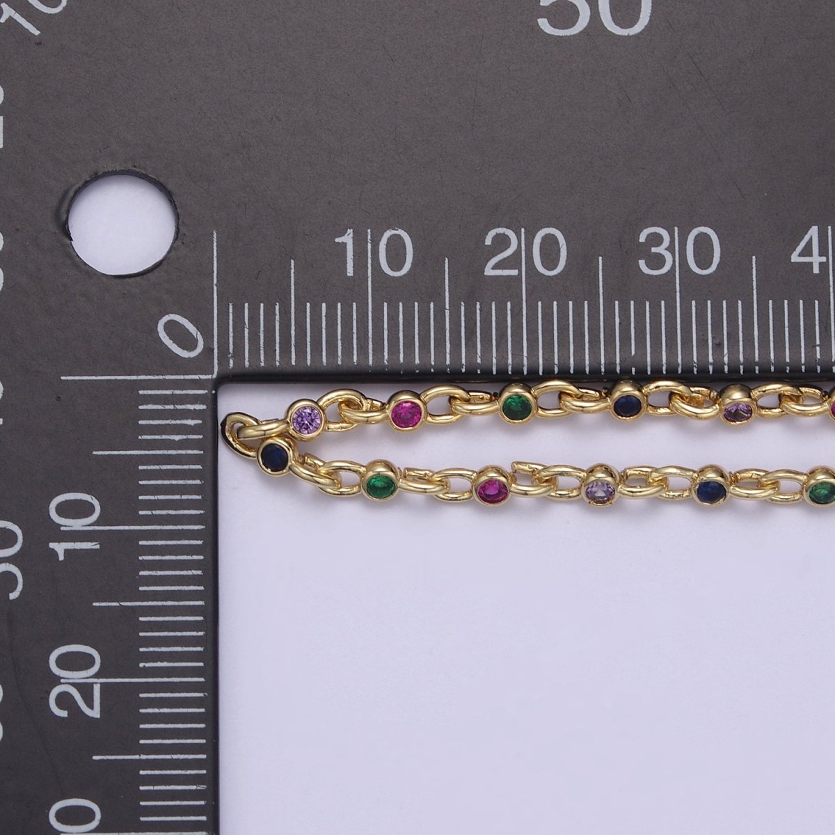 Mini 24k Gold Filled Chain Round CZ Chain by Foot / Yard Bulk Chain Round Bezel Cut Cubic Chains 2.5mm CZ Chain Unsoldered | ROLL-750 ROLL-753 Clearance Pricing