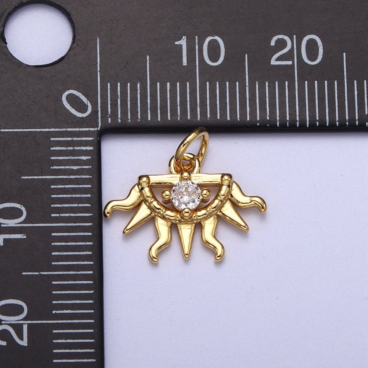 Mini 24K Gold Filled Half Celestial Sun Charm Bohemian Charm N-400 - DLUXCA