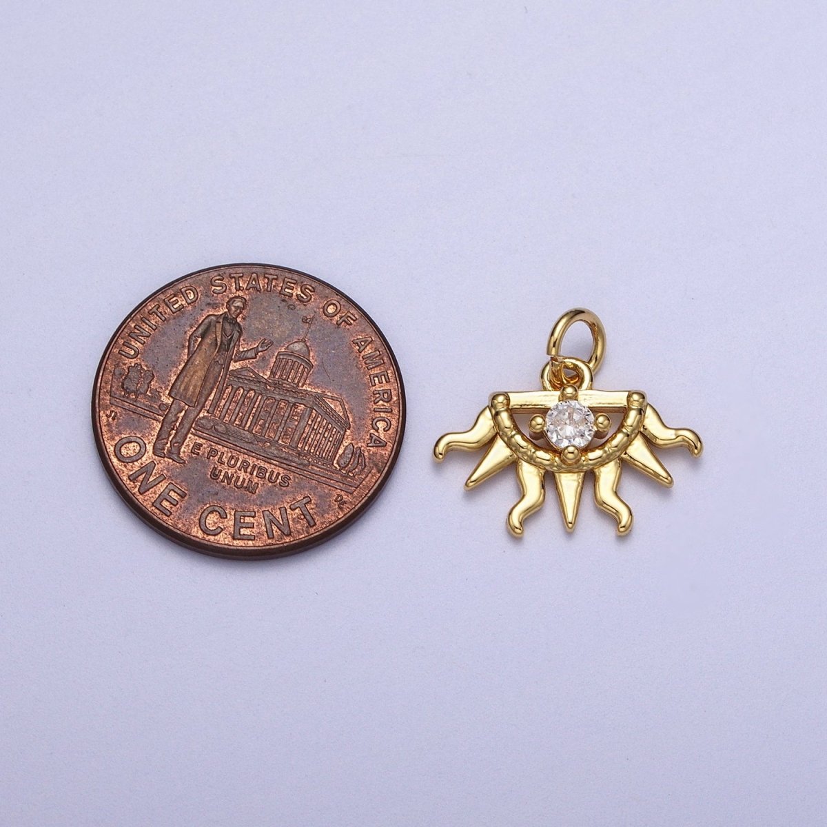 Mini 24K Gold Filled Half Celestial Sun Charm Bohemian Charm N-400 - DLUXCA