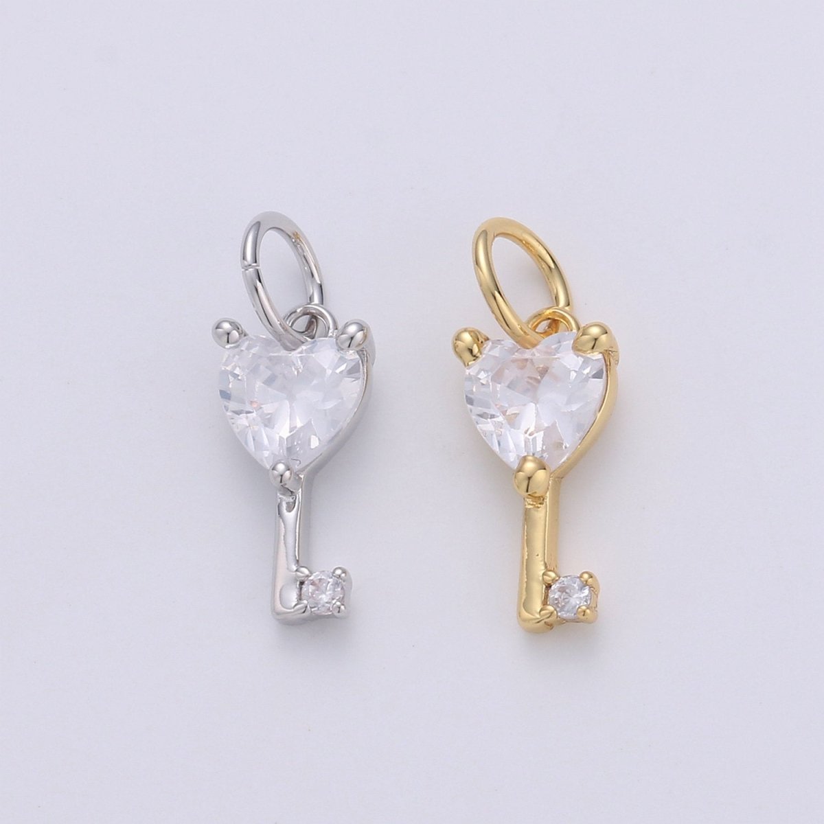 Mini 24k Gold Filled Heart Charms, Gold Filled Love Charm, Cubic Charm ,Gold Love Key charm Relationship Jewelry Inspired D-561 D-562