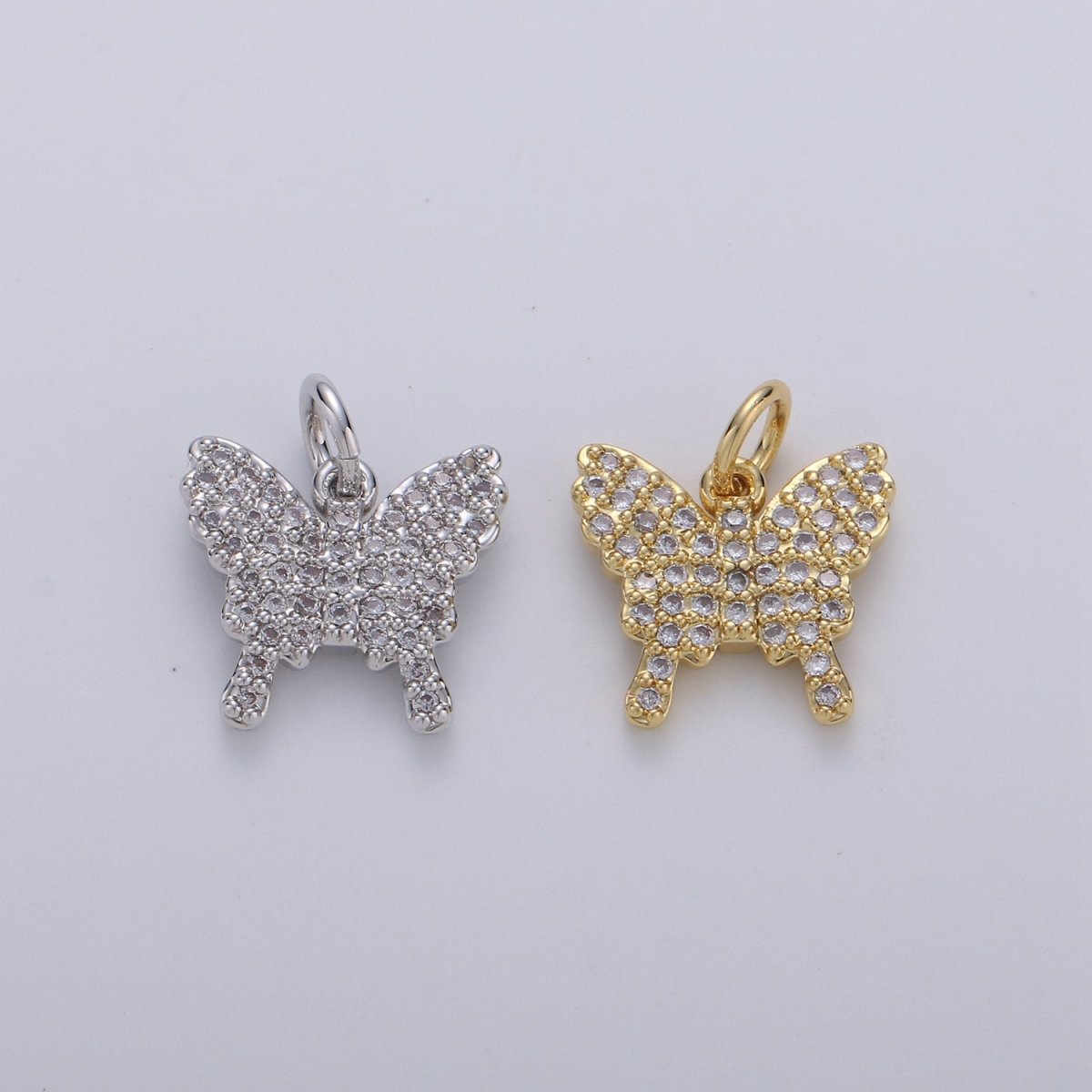 Mini 24k Gold Filled Micro Pave Butterfly Charm, Cubic Zirconia Mariposa Pendant Charm for Bracelet Earring Necklace jewelry Supply D-597 D-598
