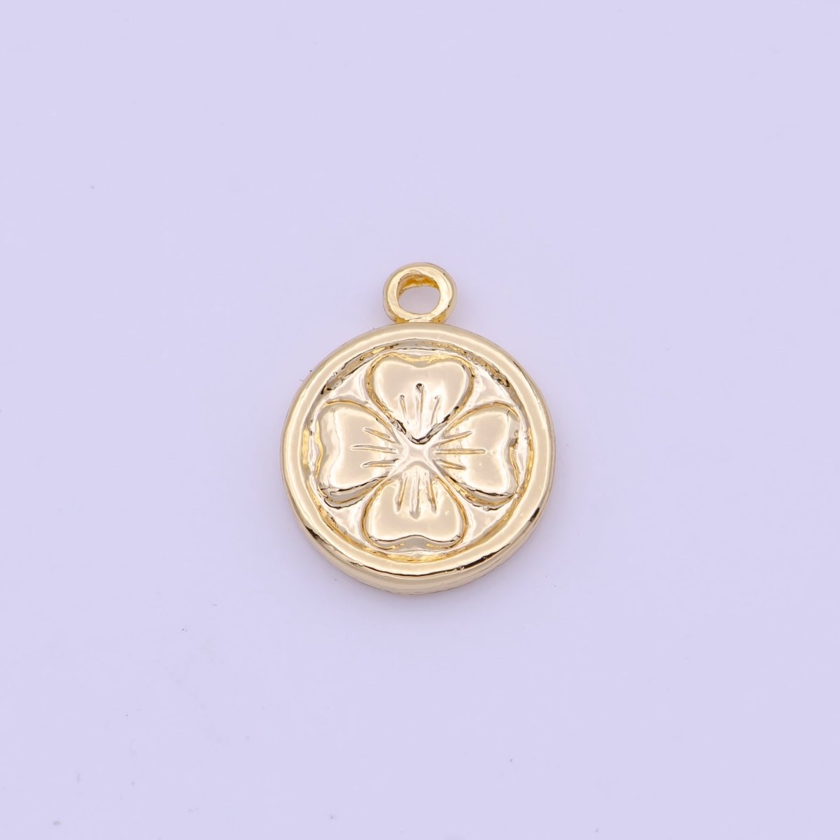 Mini 9.5mm Clover Leaf Quatrefoil Gold & Silver Lucky Coin Charm |  D-267