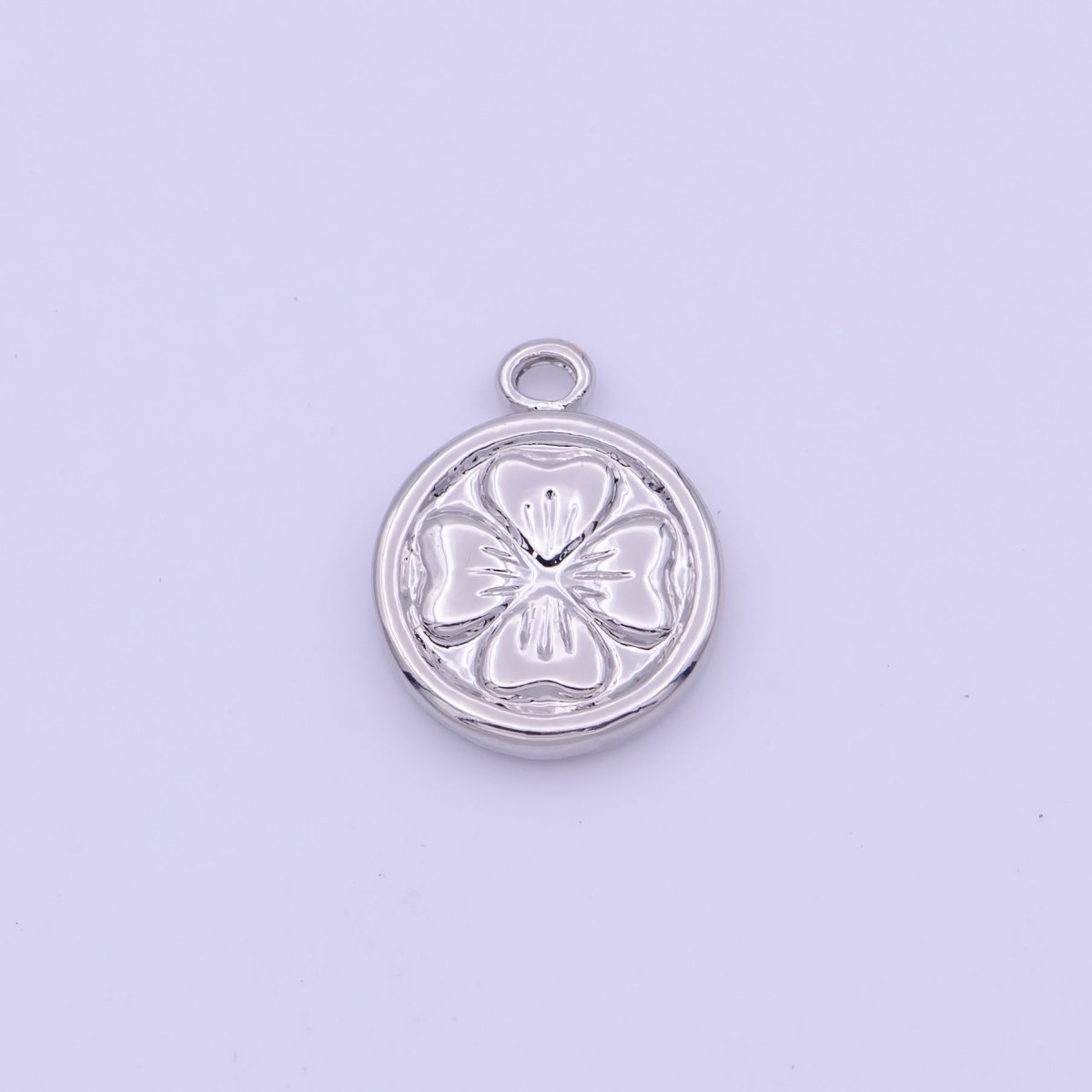 Mini 9.5mm Clover Leaf Quatrefoil Gold & Silver Lucky Coin Charm |  D-267