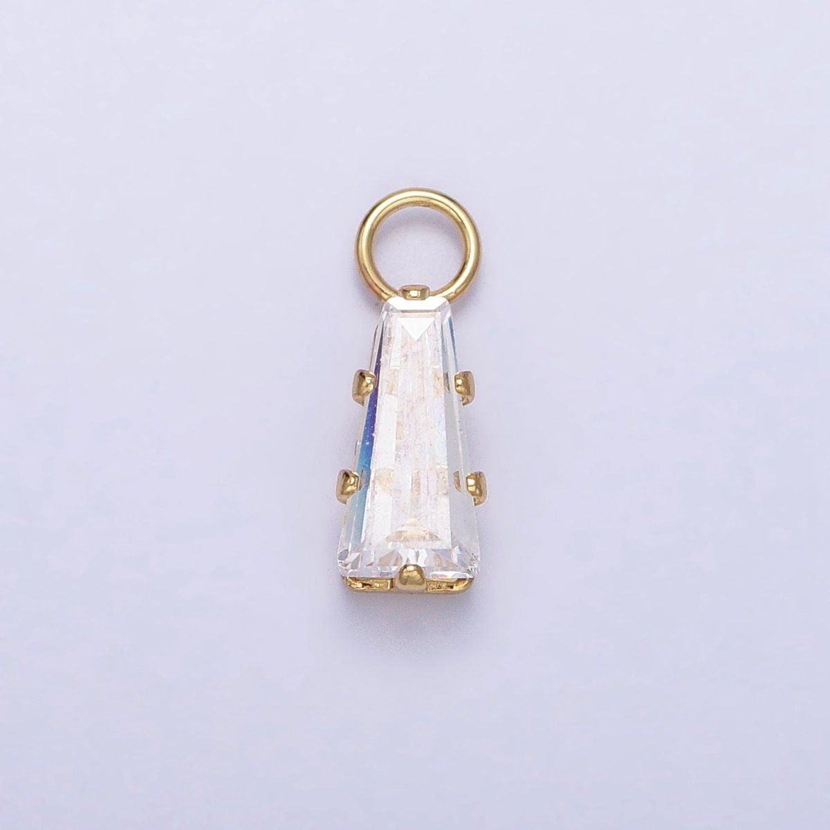 Mini Baguette Cubic Zirconia Charm, Tiny Clear CZ Charm in Gold Silver for Jewelry Making Supply AC422 AC423