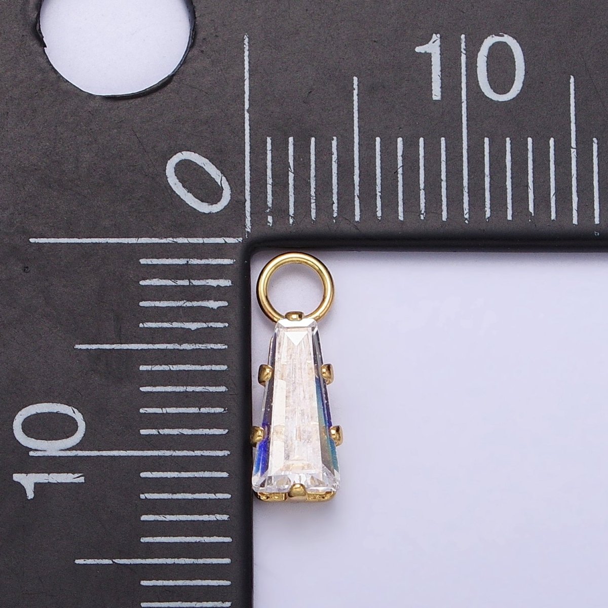 Mini Baguette Cubic Zirconia Charm, Tiny Clear CZ Charm in Gold Silver for Jewelry Making Supply AC422 AC423