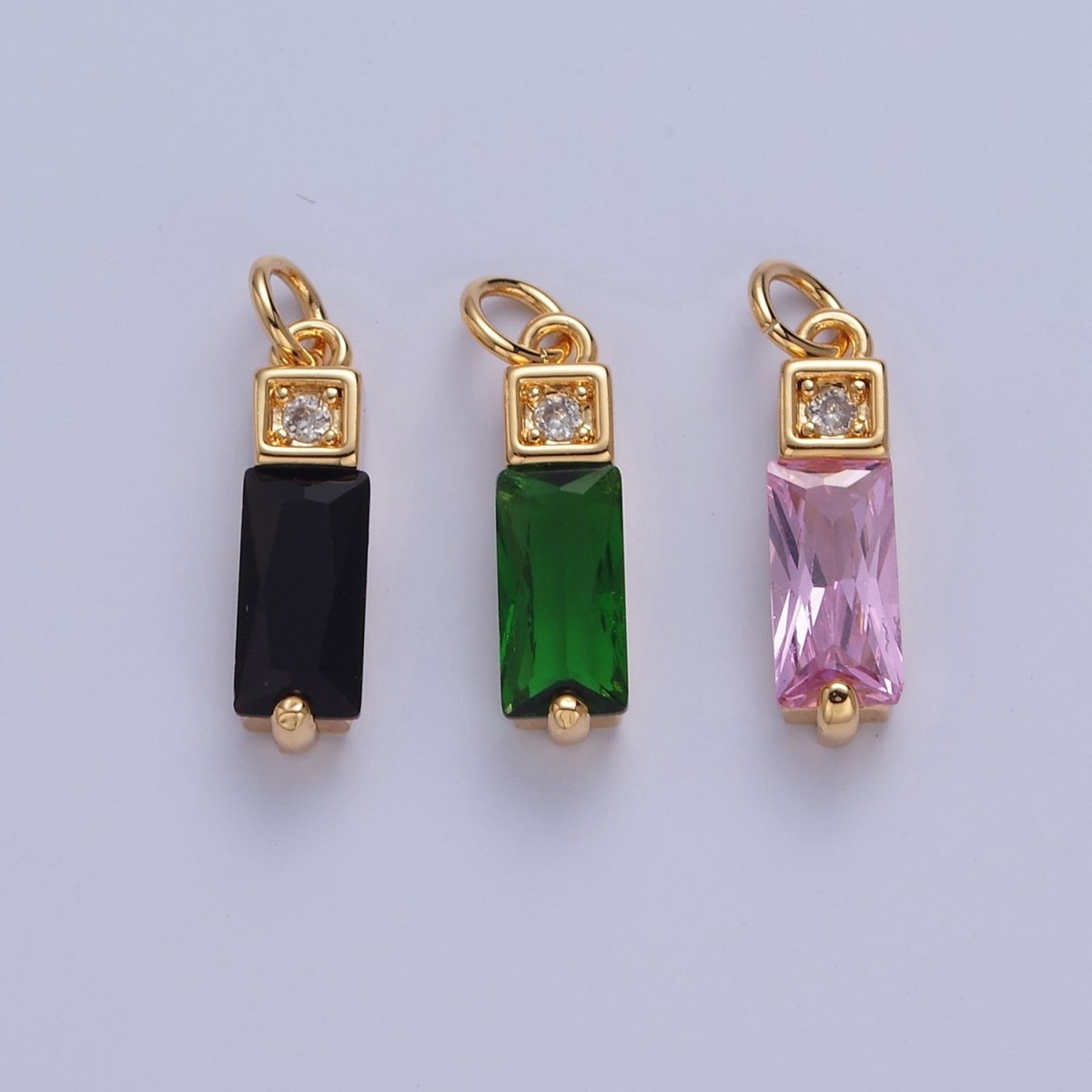 Mini Baguette Cz Charm Black Green Pink CZ Stone for Dangle Charm W-290 W-291 W-292