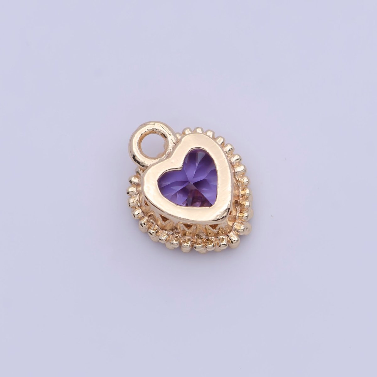 Mini BIRTHSTONE Cubic Zirconia Heart Gold Charm Add on Component For Jewelry Making | C-066 C-088 C-098 C-106 C-192 C-195 AG-144~AG-147,AG-149