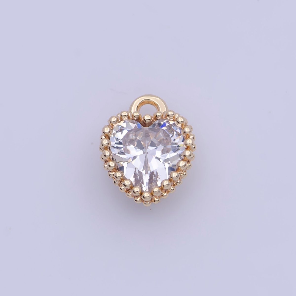 Mini BIRTHSTONE Cubic Zirconia Heart Gold Charm Add on Component For Jewelry Making | C-066 C-088 C-098 C-106 C-192 C-195 AG-144~AG-147,AG-149