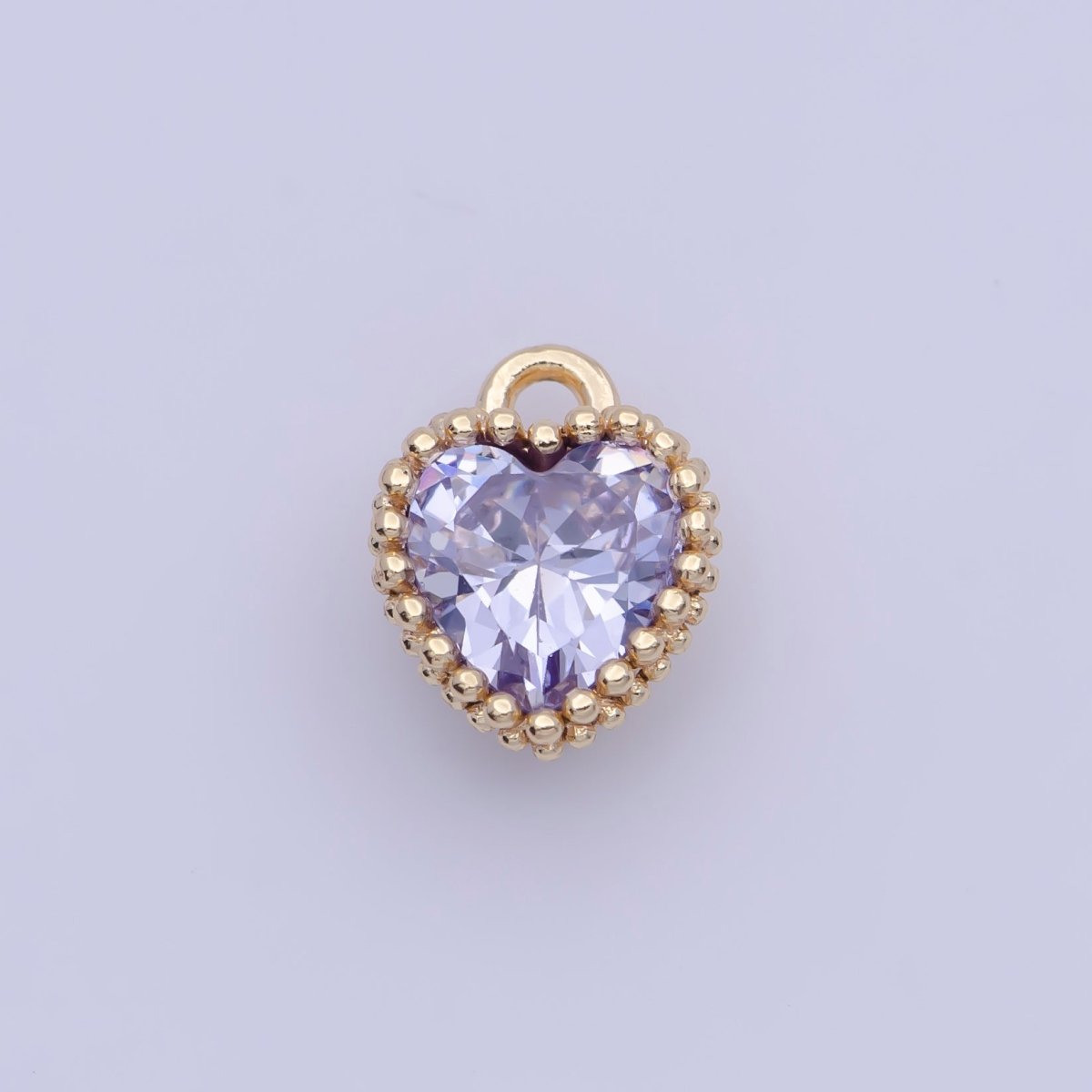 Mini BIRTHSTONE Cubic Zirconia Heart Gold Charm Add on Component For Jewelry Making | C-066 C-088 C-098 C-106 C-192 C-195 AG-144~AG-147,AG-149