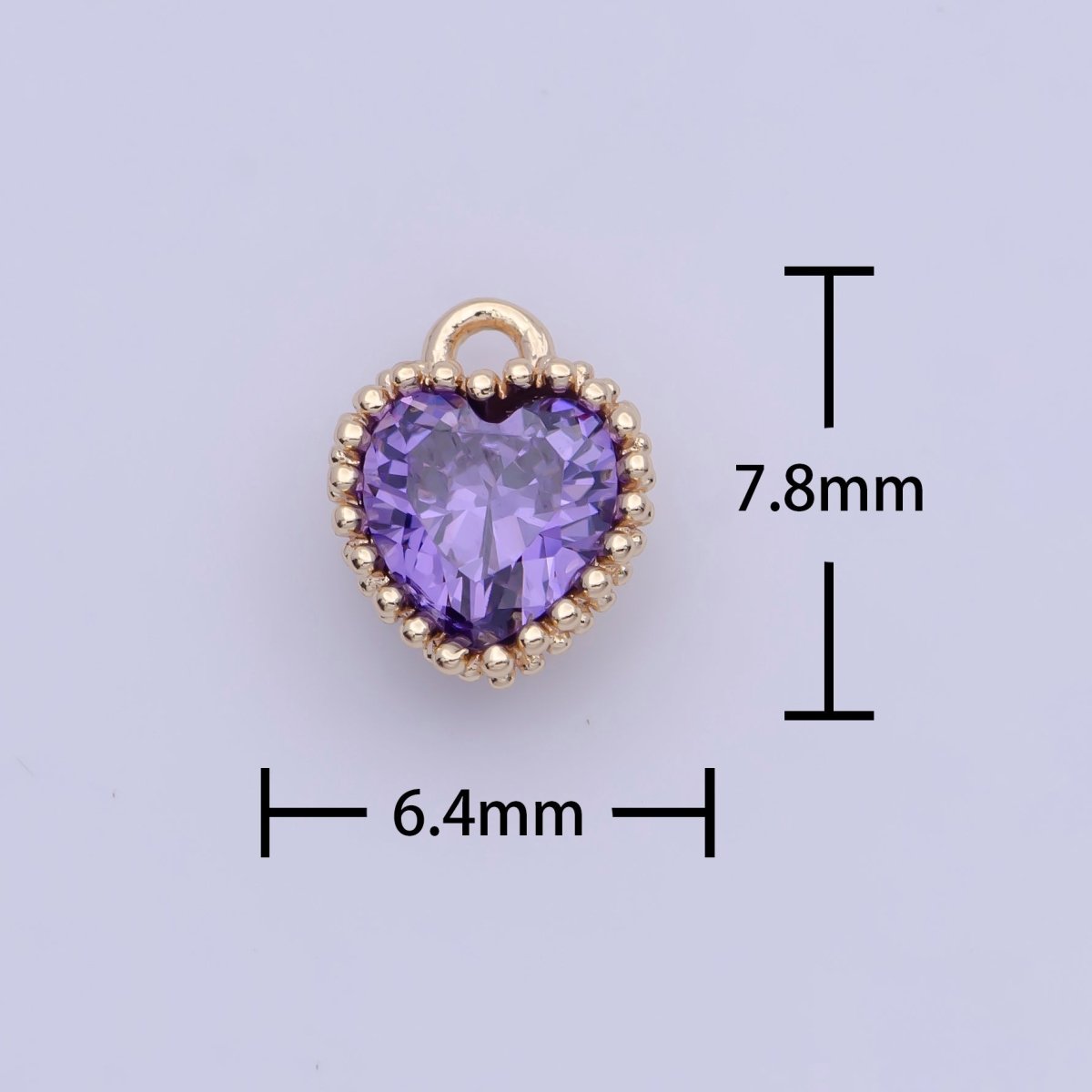 Mini BIRTHSTONE Cubic Zirconia Heart Gold Charm Add on Component For Jewelry Making | C-066 C-088 C-098 C-106 C-192 C-195 AG-144~AG-147,AG-149