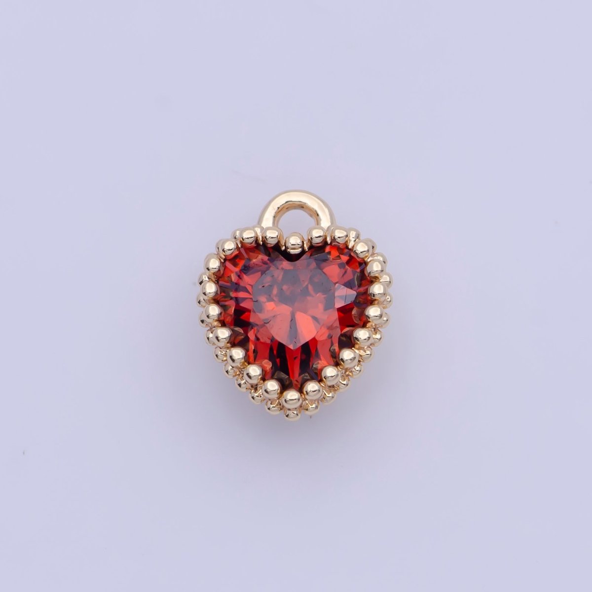 Mini BIRTHSTONE Cubic Zirconia Heart Gold Charm Add on Component For Jewelry Making | C-066 C-088 C-098 C-106 C-192 C-195 AG-144~AG-147,AG-149