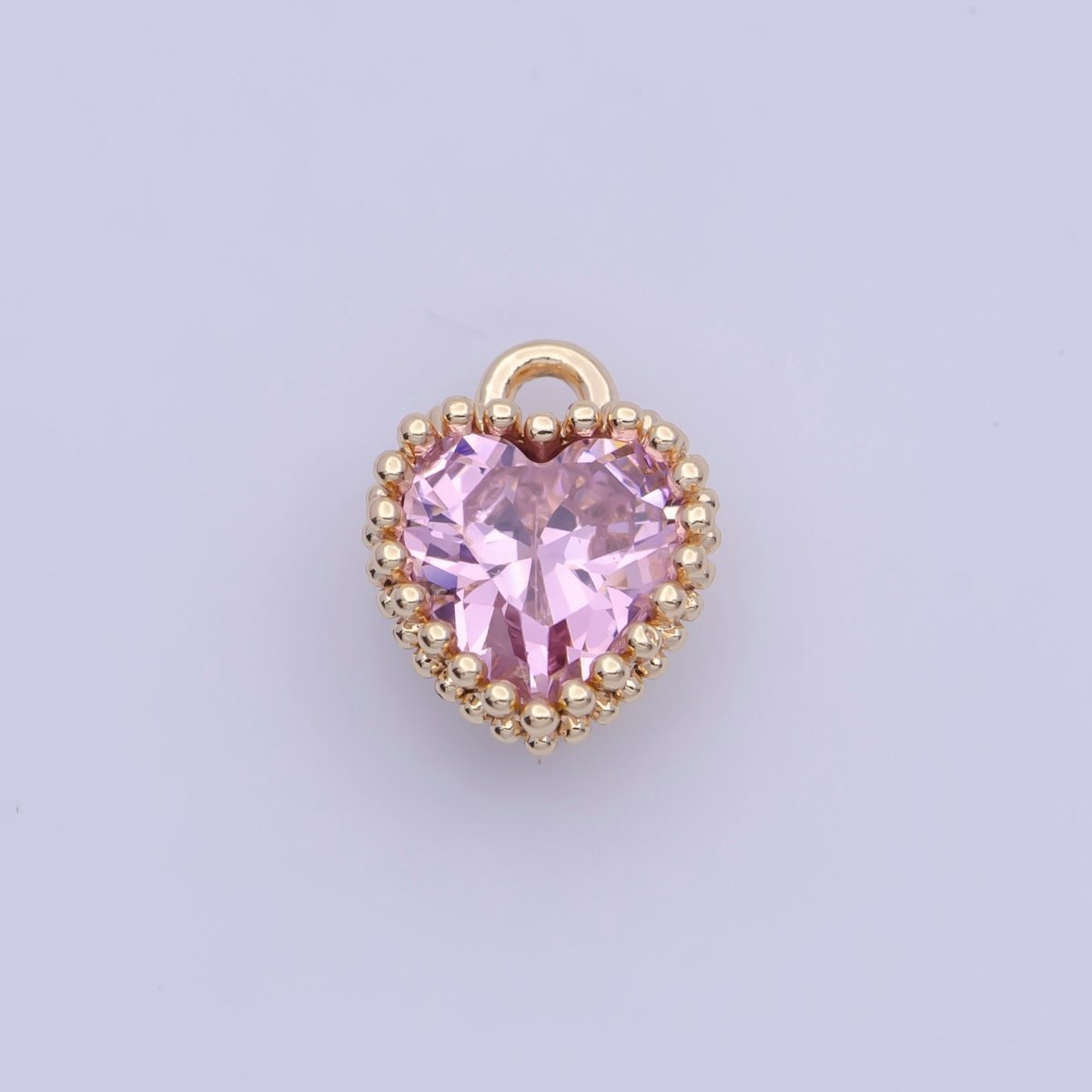 Mini BIRTHSTONE Cubic Zirconia Heart Gold Charm Add on Component For Jewelry Making | C-066 C-088 C-098 C-106 C-192 C-195 AG-144~AG-147,AG-149