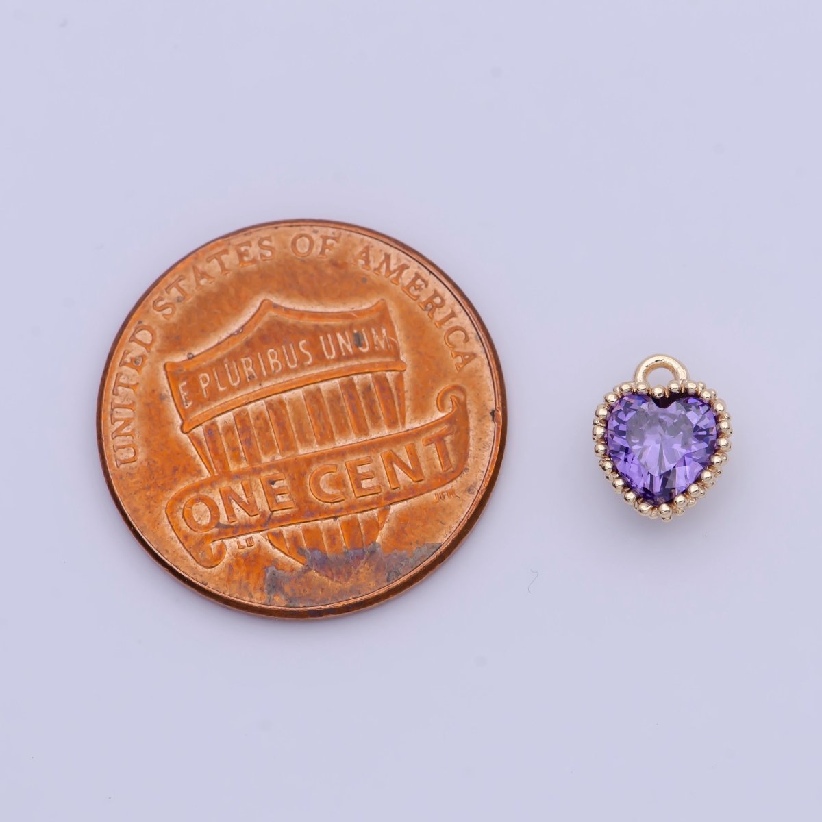 Mini BIRTHSTONE Cubic Zirconia Heart Gold Charm Add on Component For Jewelry Making | C-066 C-088 C-098 C-106 C-192 C-195 AG-144~AG-147,AG-149
