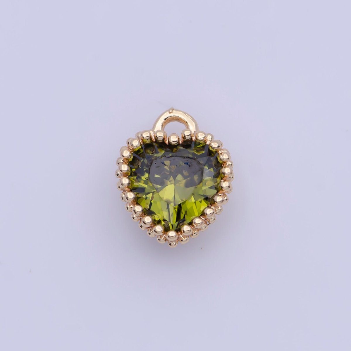 Mini BIRTHSTONE Cubic Zirconia Heart Gold Charm Add on Component For Jewelry Making | C-066 C-088 C-098 C-106 C-192 C-195 AG-144~AG-147,AG-149