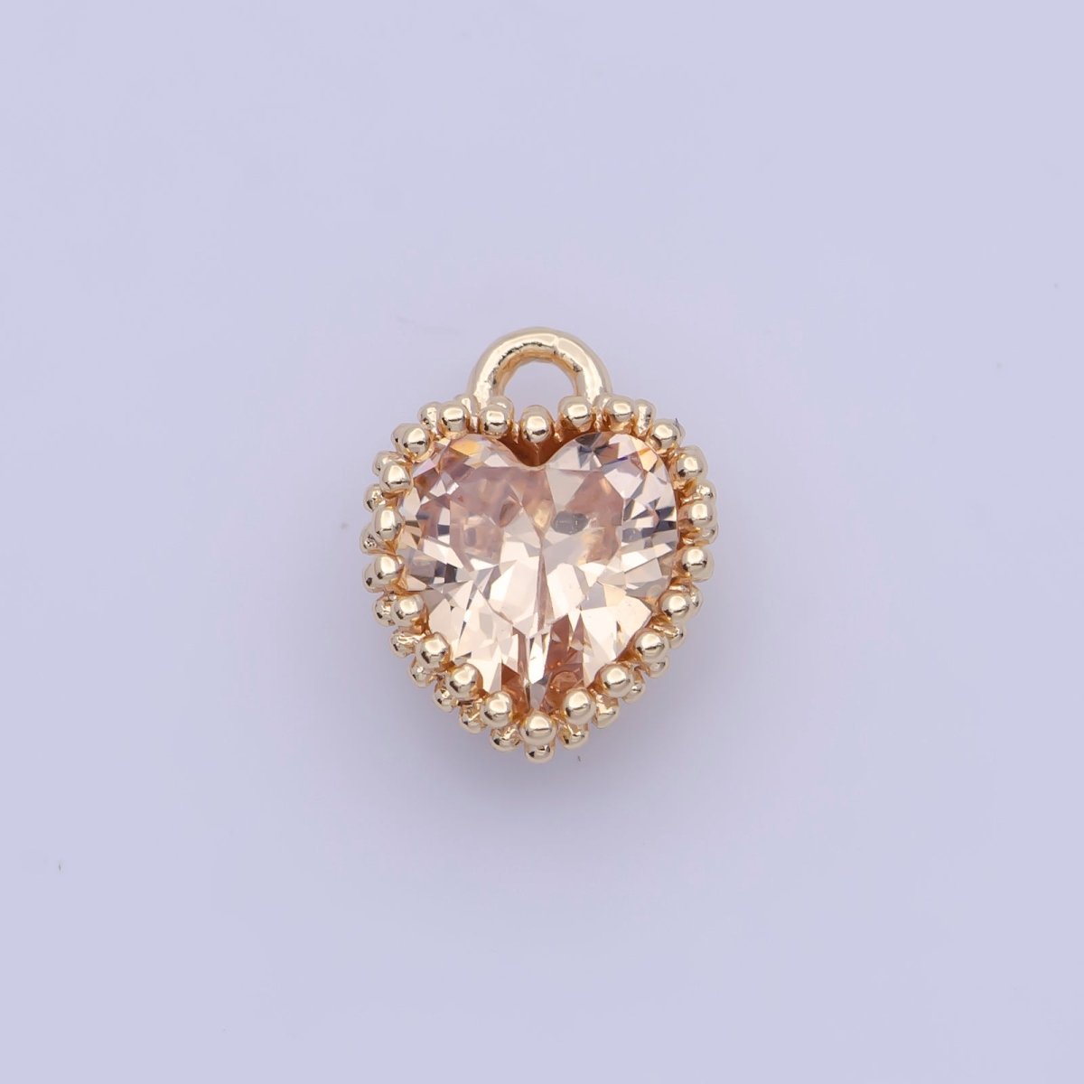 Mini BIRTHSTONE Cubic Zirconia Heart Gold Charm Add on Component For Jewelry Making | C-066 C-088 C-098 C-106 C-192 C-195 AG-144~AG-147,AG-149