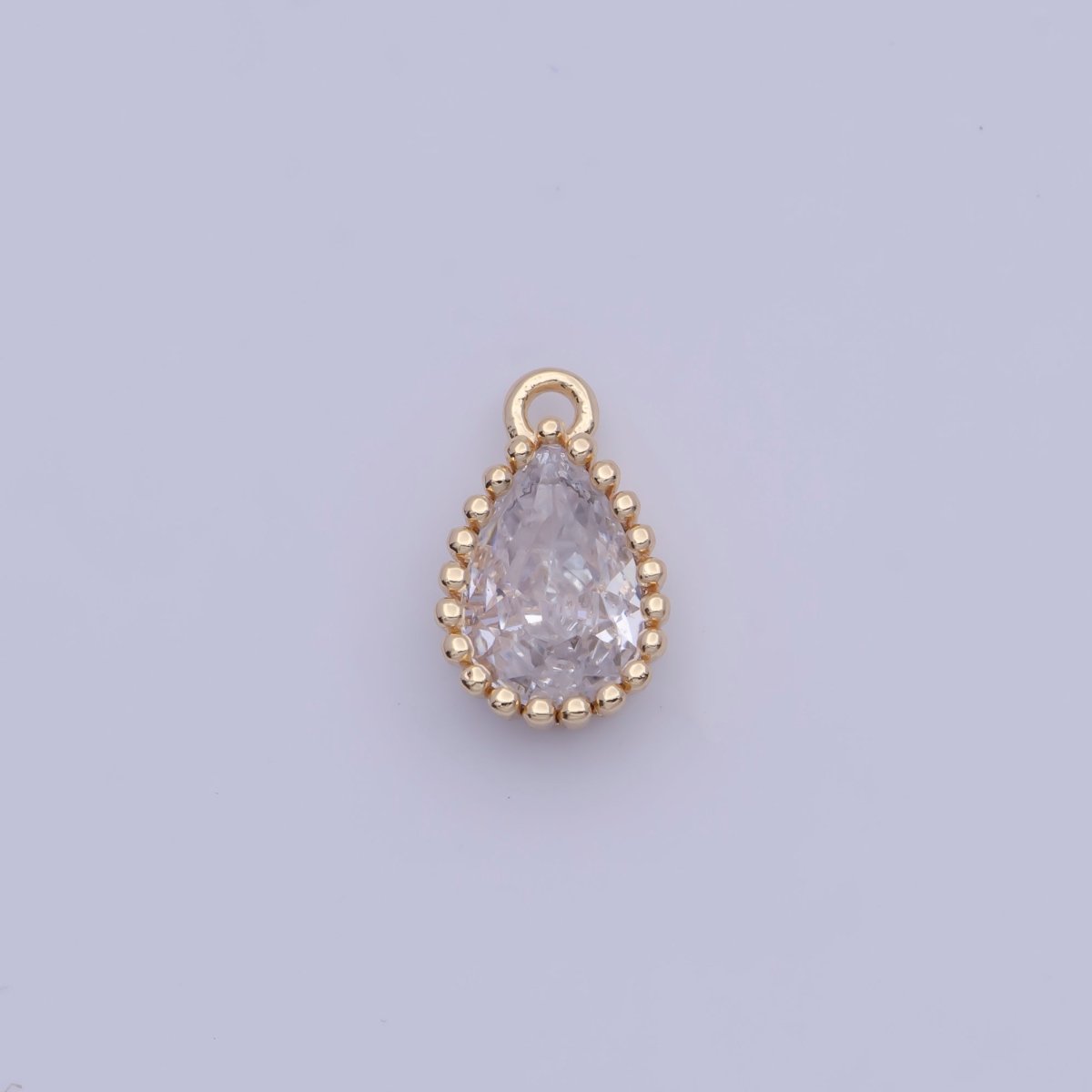 Mini BIRTHSTONE Cubic Zirconia Teardrop Gold Charm Component Add on For Jewelry Making C-230 C-265 C-291 C-297 C-315 C-337 C-363 C-365 AG-140~AG-143