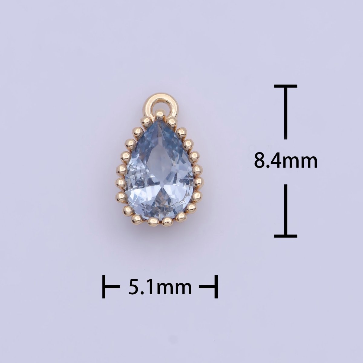 Mini BIRTHSTONE Cubic Zirconia Teardrop Gold Charm Component Add on For Jewelry Making C-230 C-265 C-291 C-297 C-315 C-337 C-363 C-365 AG-140~AG-143