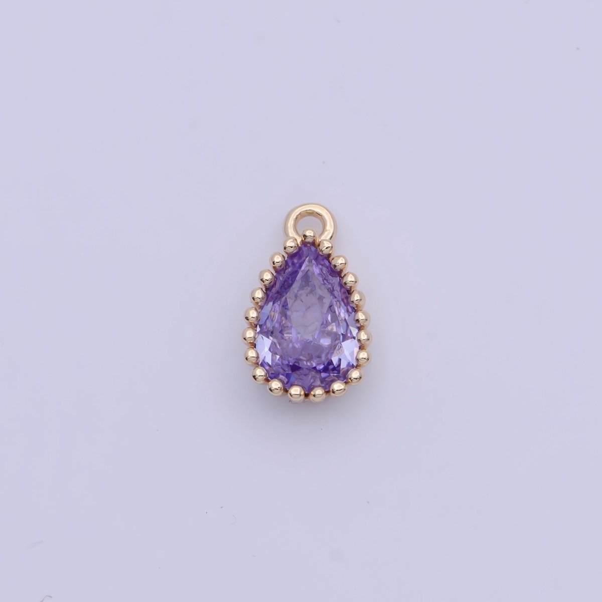 Mini BIRTHSTONE Cubic Zirconia Teardrop Gold Charm Component Add on For Jewelry Making C-230 C-265 C-291 C-297 C-315 C-337 C-363 C-365 AG-140~AG-143