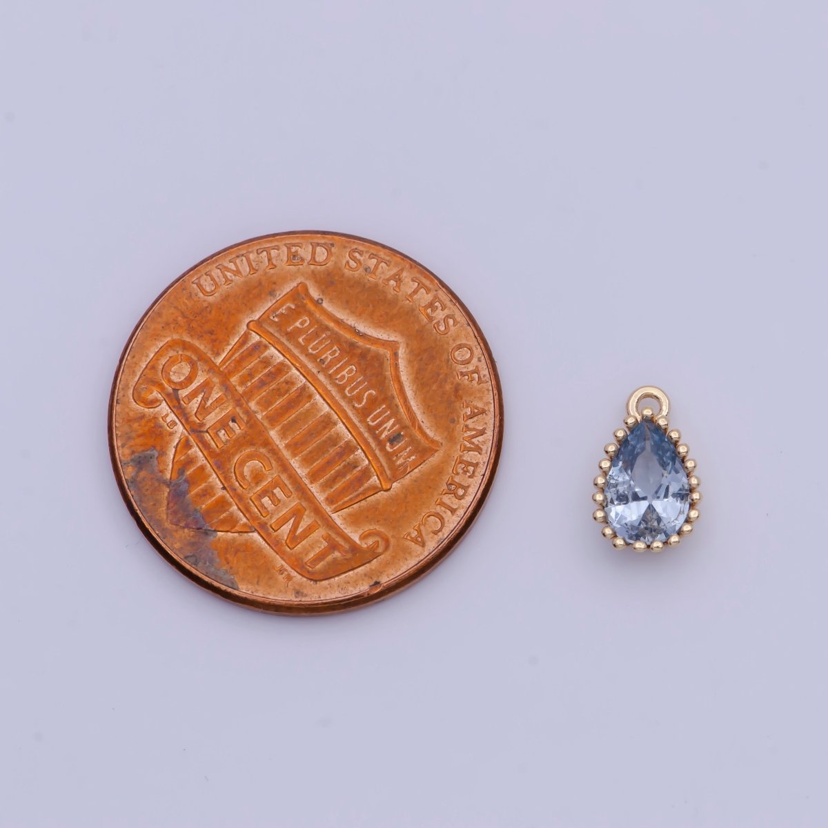 Mini BIRTHSTONE Cubic Zirconia Teardrop Gold Charm Component Add on For Jewelry Making C-230 C-265 C-291 C-297 C-315 C-337 C-363 C-365 AG-140~AG-143