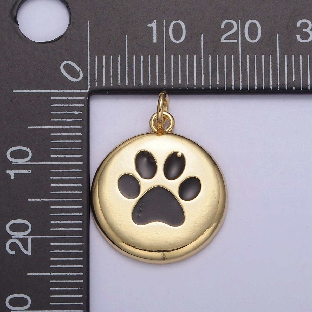 Mini Black Gold Dog Paw Print Animal Foot Charm for Bracelet Necklace Add on N-857 - DLUXCA
